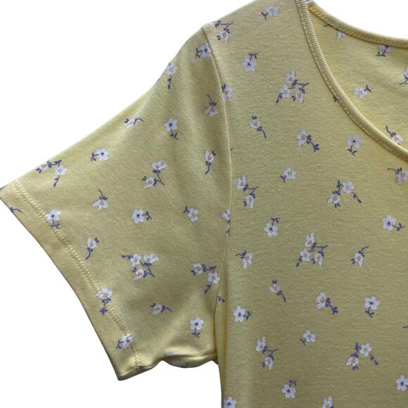 High Sierra Intimates Yellow Floral Short Sleeve Maxi Dress Size Medium - Picture 4 of 7